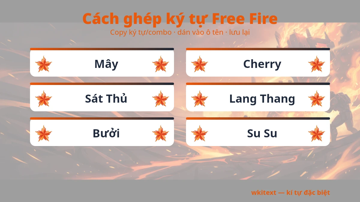 Tên Free Fire Hay ❤️ Tên FF Ngầu, Đẹp Cho Nam Nữ 2026 - Wkitext 2 Cách dùng kí tự đặc biệt Free Fire