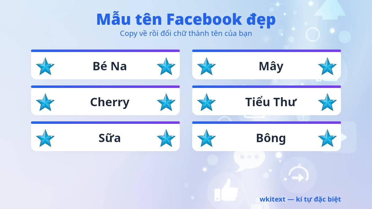 Mẫu tên Facebook đẹp