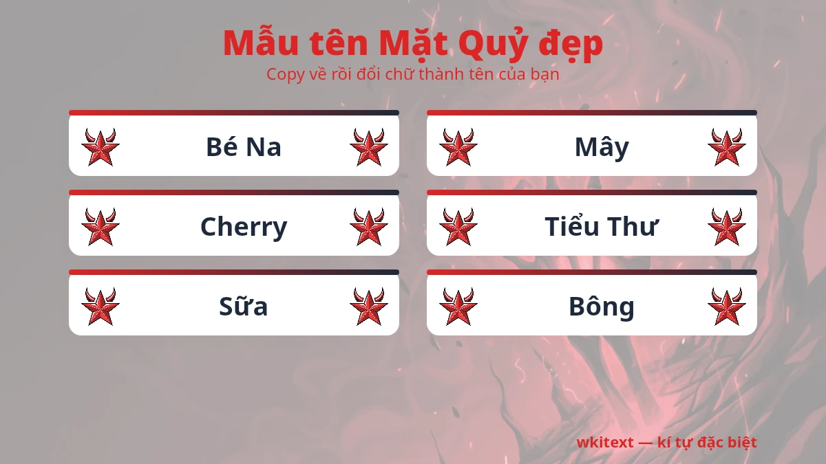 Mẫu tên Mặt Quỷ đẹp