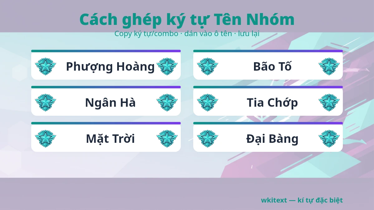 Cách dùng kí tự đặc biệt Tên Nhóm