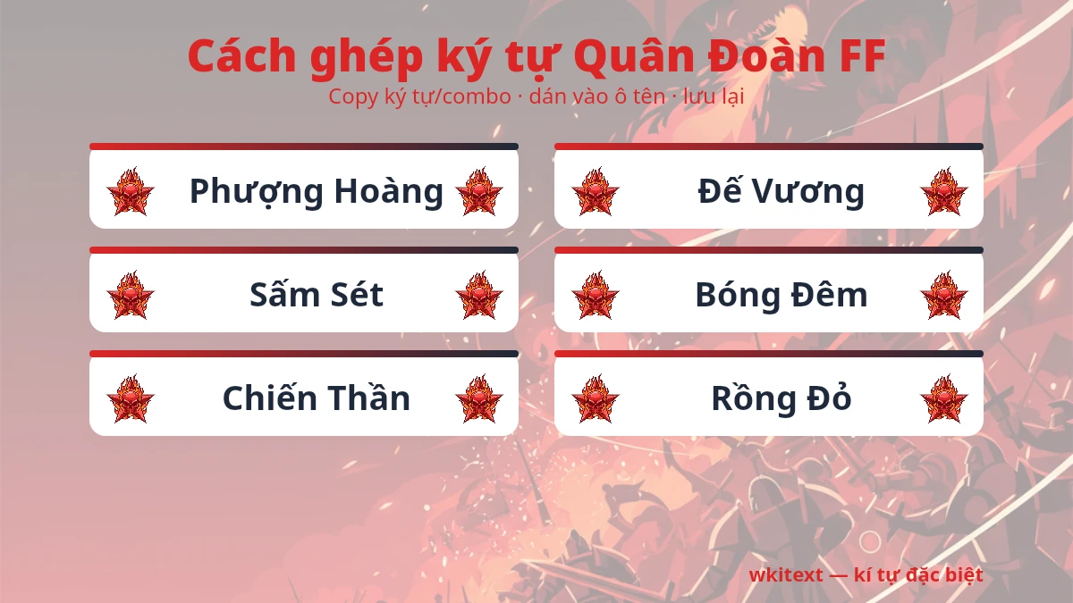 Cách dùng kí tự đặc biệt Quân Đoàn FF