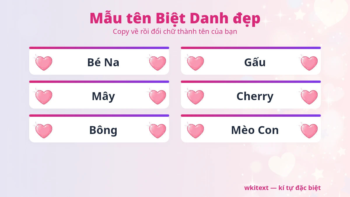 Mẫu tên Biệt Danh đẹp