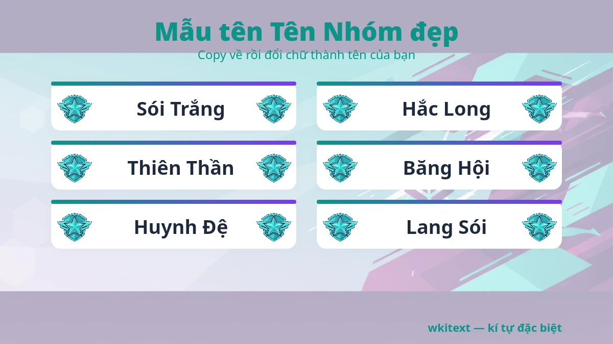 Mẫu tên Tên Nhóm đẹp