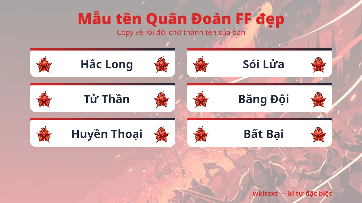 Mẫu tên Quân Đoàn FF đẹp