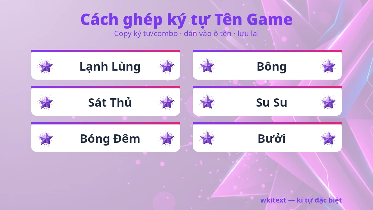 Cách dùng kí tự đặc biệt Tên Game