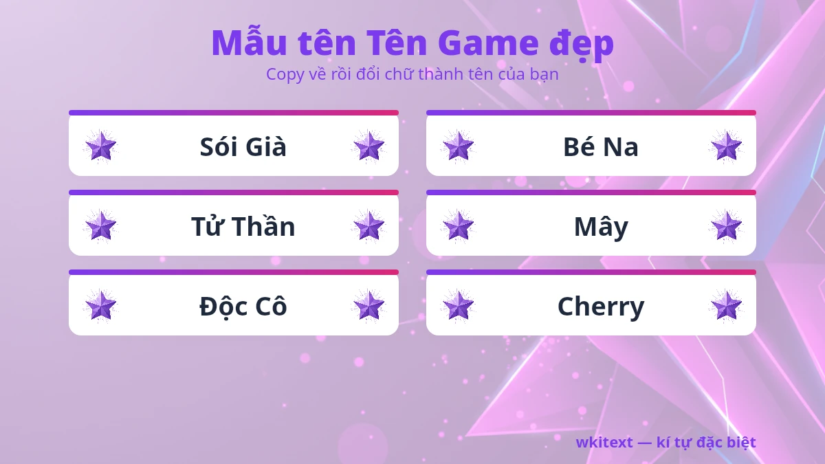 Mẫu tên Tên Game đẹp