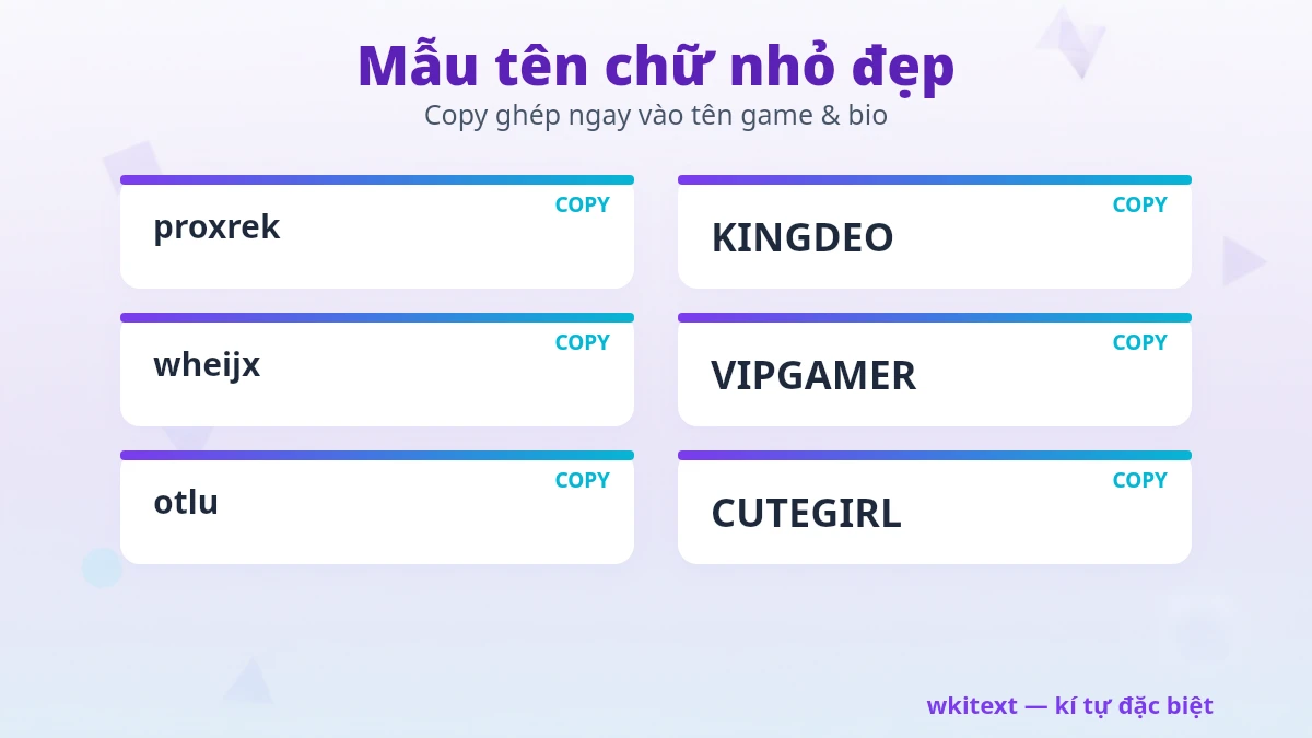 Mẫu tên chữ nhỏ đẹp cho game và TikTok