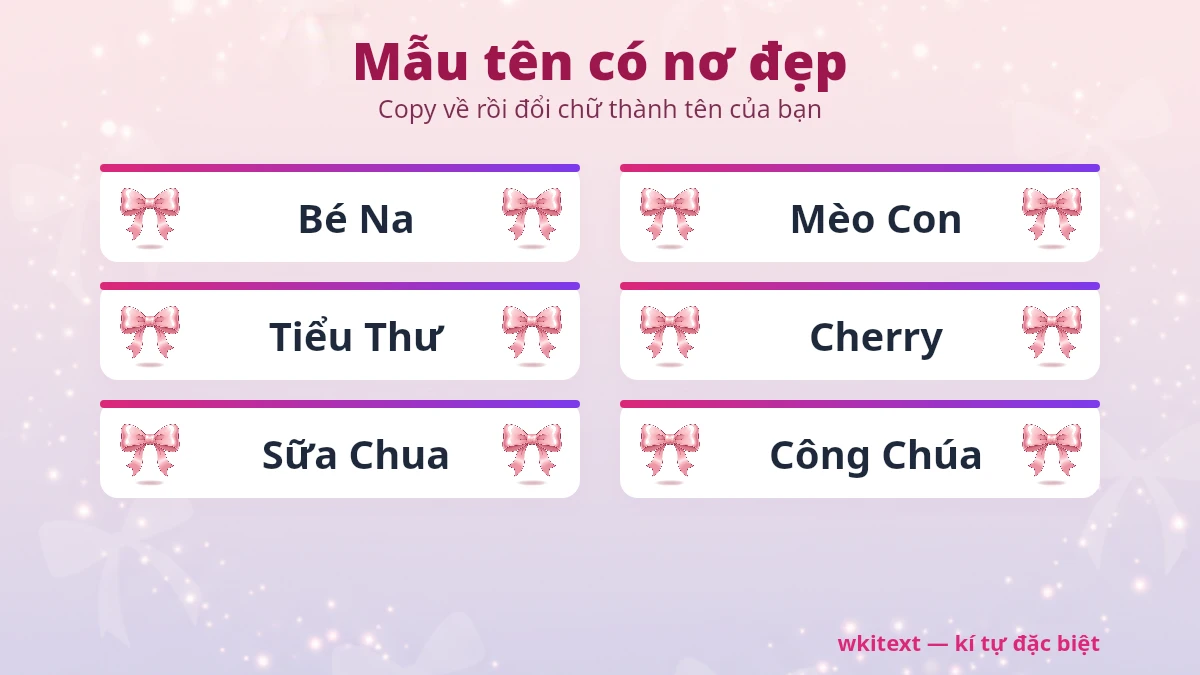 Mẫu tên có nơ đẹp copy 1 chạm