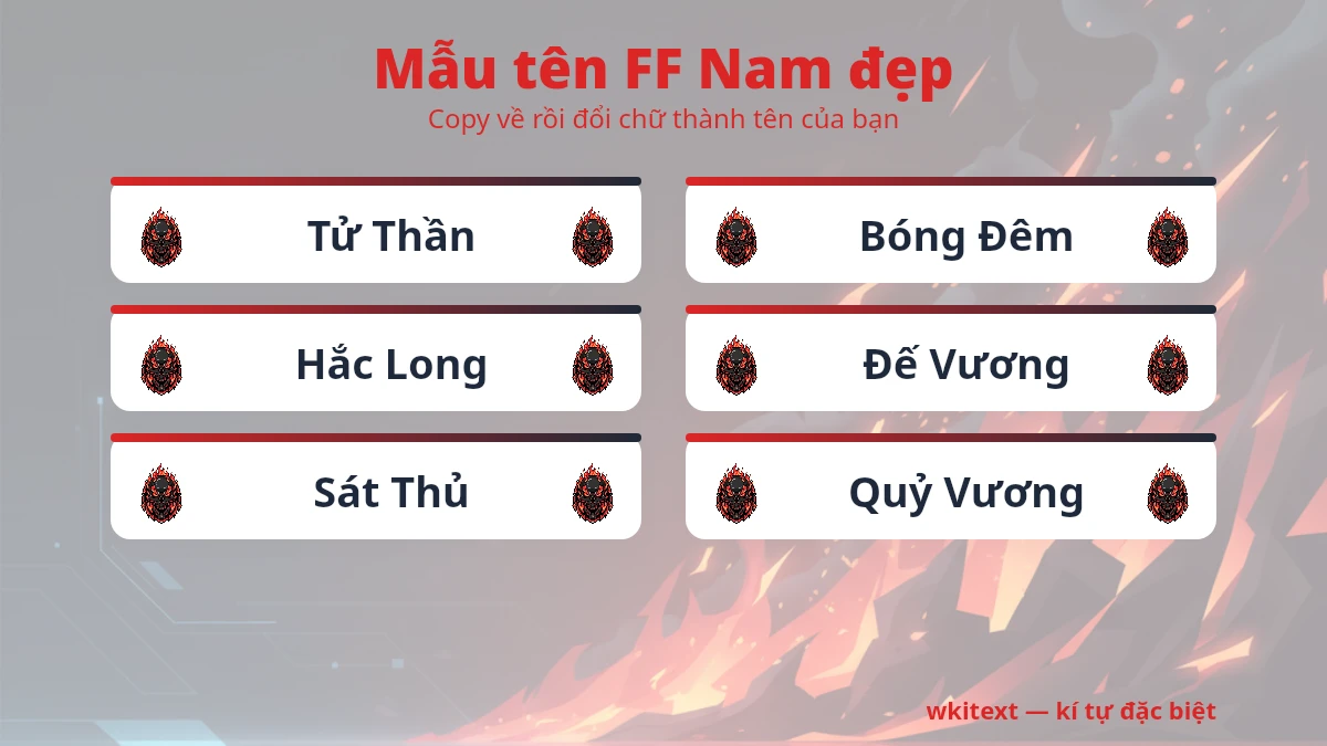 Tên FF cho nam ngầu có kí tự đặc biệt
