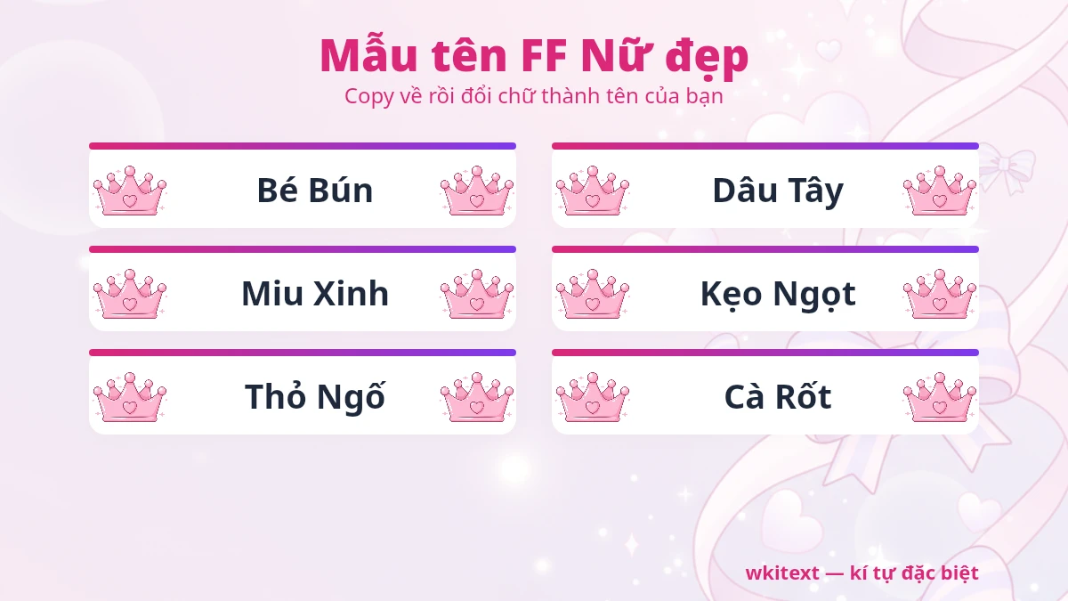 Tên FF đẹp cho nữ cute dễ thương có kí tự đặc biệt
