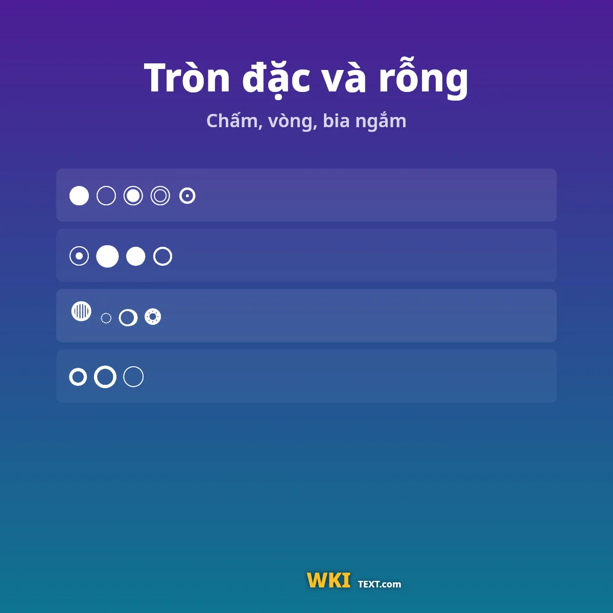 Từ và mẫu kí tự hình tròn ghép khung kèm phiên âm