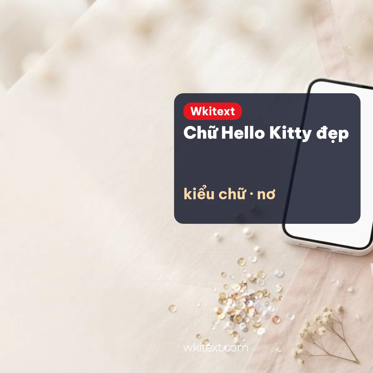Chữ Hello Kitty đẹp kèm nơ và khung để ghép tên