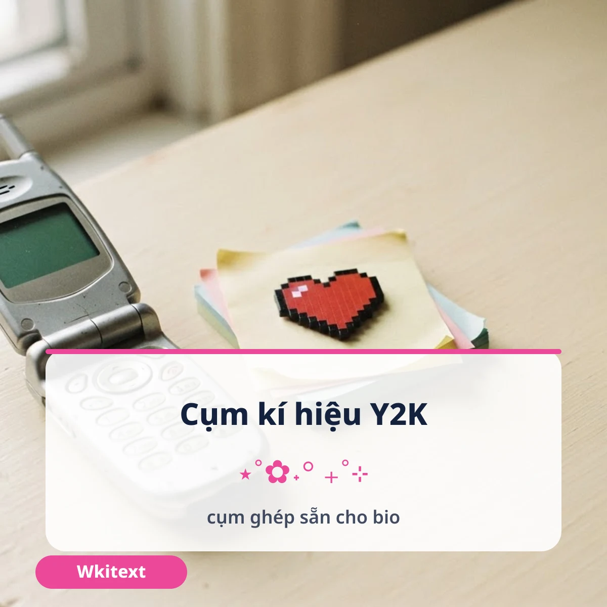 Kí hiệu Y2K ghép viền và tên mẫu