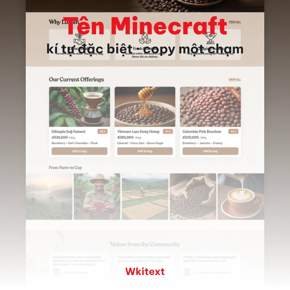 Tên Minecraft có kí tự đặc biệt để chép và dán